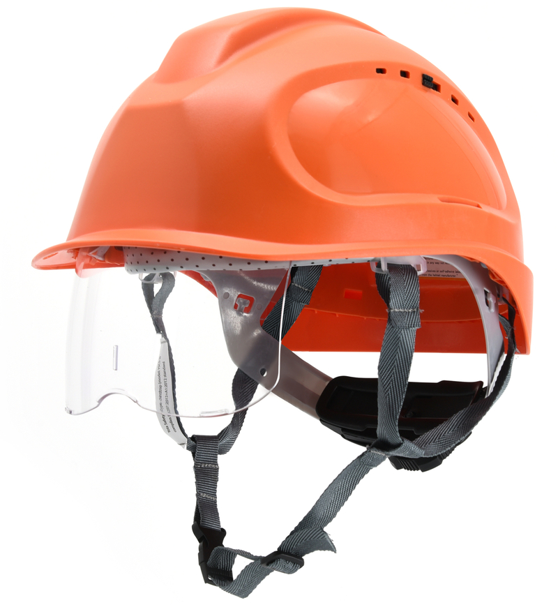 Yota Safety - Safety Helmet with visor + chin Strap -Orange