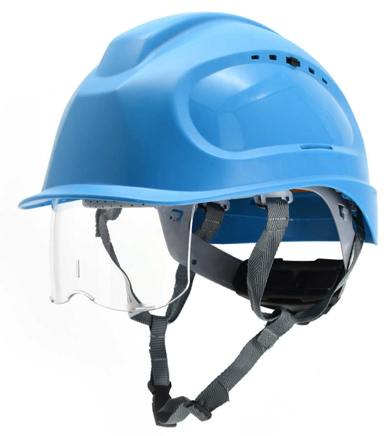 Yota Safety - Safety Helmet with visor + chin Strap -Blue